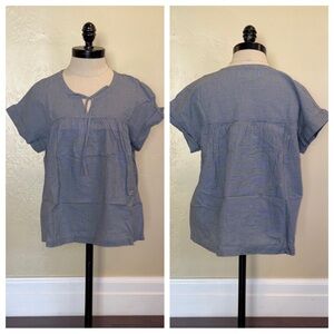 Madewell Tie-Front Popover Top in Mini Gingham Check Reese Gingham Size Medium